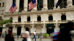 Pedestrians near the New York Stock Exchange (NYSE) in New York, US, on Monday, Aug. 28, 2023.