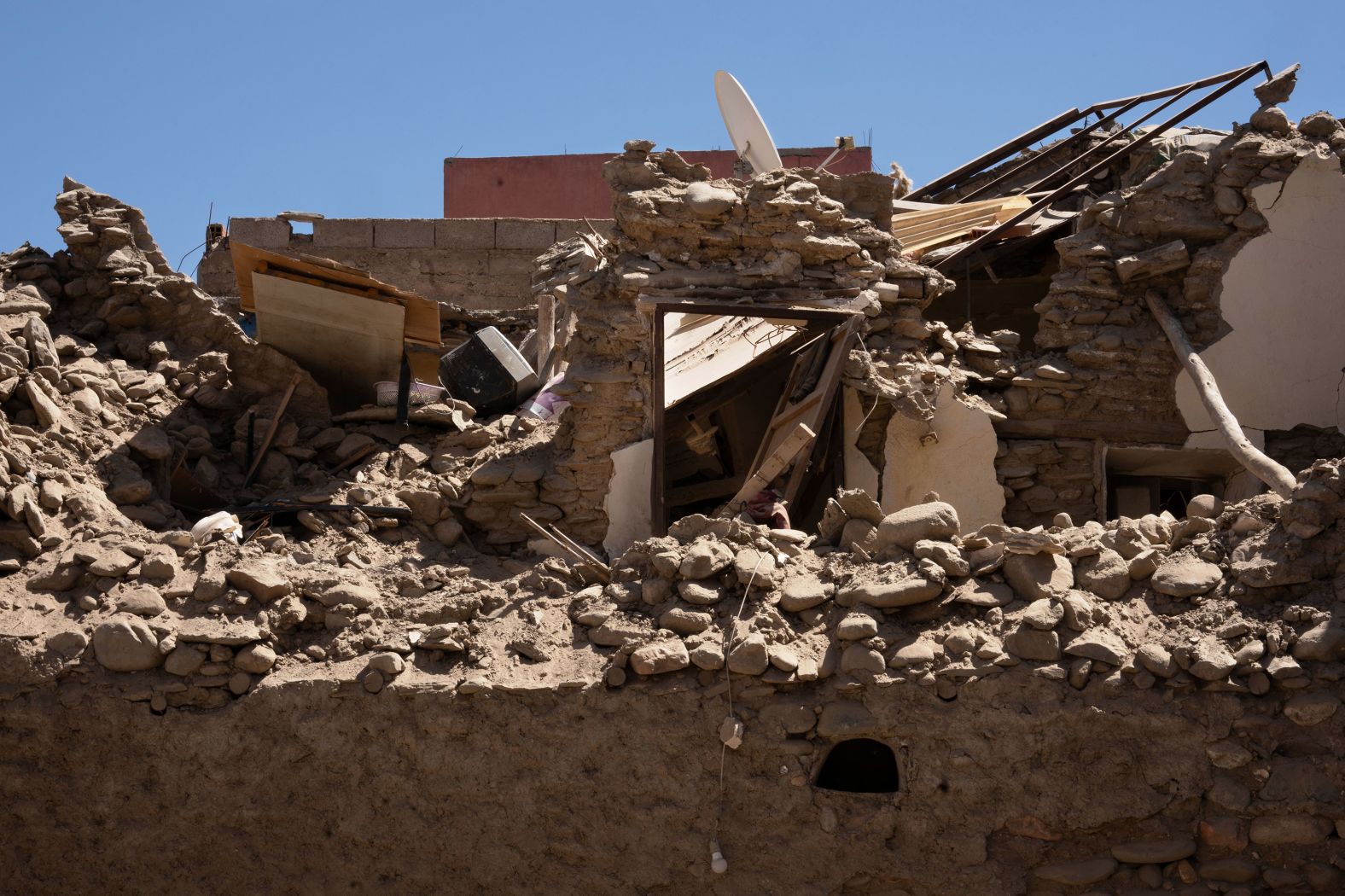 A devastated home in the village of Amizmiz on Monday.