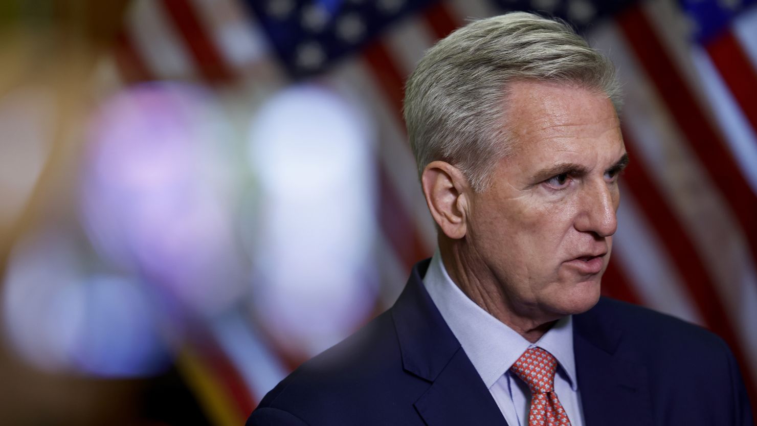 Speaker of the House Kevin McCarthy speaks to reporters on July 25, 2023, in Washington, DC. 