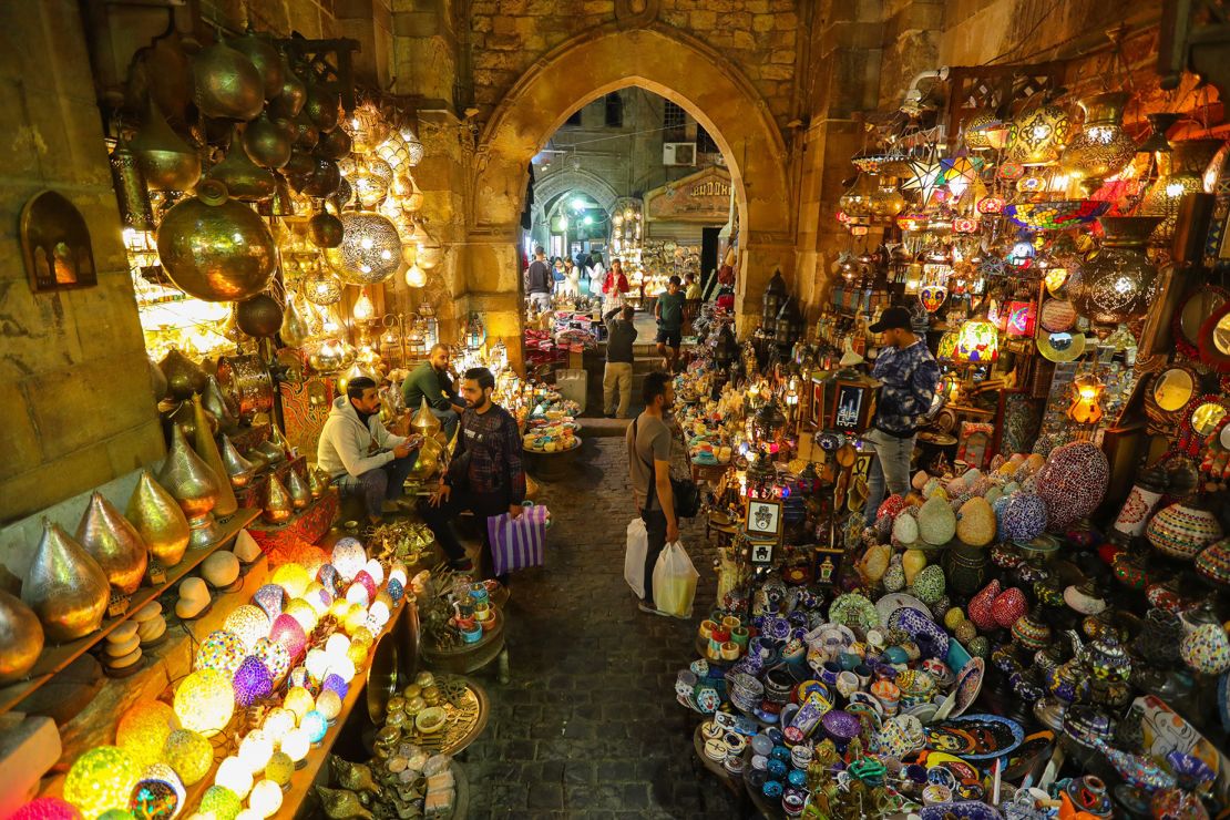 People visit the Khan el-Khalili market during Ramadan in Cairo, Egypt, April 8, 2023. (Photo by Sui Xiankai/Xinhua via Getty Images)