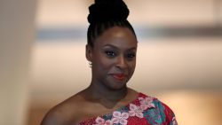 DUSSELDORF, GERMANY - SEPTEMBER 08: Nigerian writer Chimamanda Ngozi Adichie attends a panel discussion with German Chancellor Angela Merkel at the Schauspielhaus theatre on September 8, 2021 in Dusseldorf, Germany. The event is launching the new theatre season. (Photo by Friedemann Vogel - Pool/Getty Images)