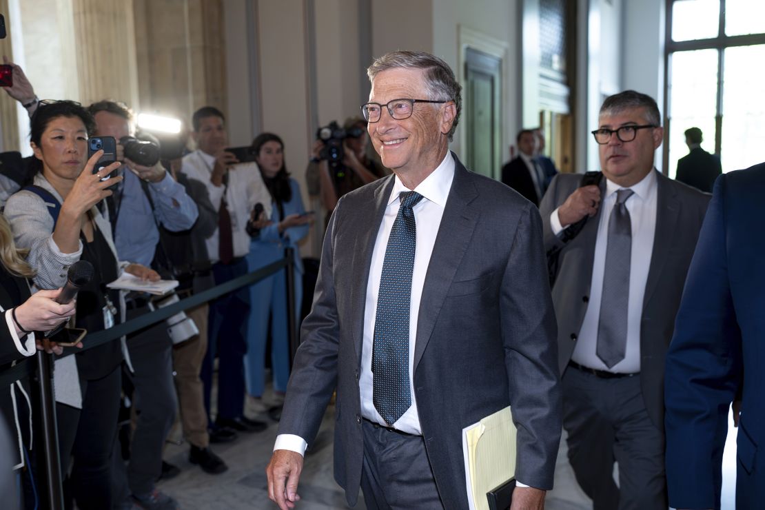 Microsoft founder Bill Gates arrives on Capitol Hill as Senate Majority Leader Chuck Schumer, D, N.Y., convenes a closed-door gathering of leading tech CEOs to discuss the priorities and risks of artificial intelligence and how it should be regulated, in Washington, Wednesday, Sept. 13, 2023. 