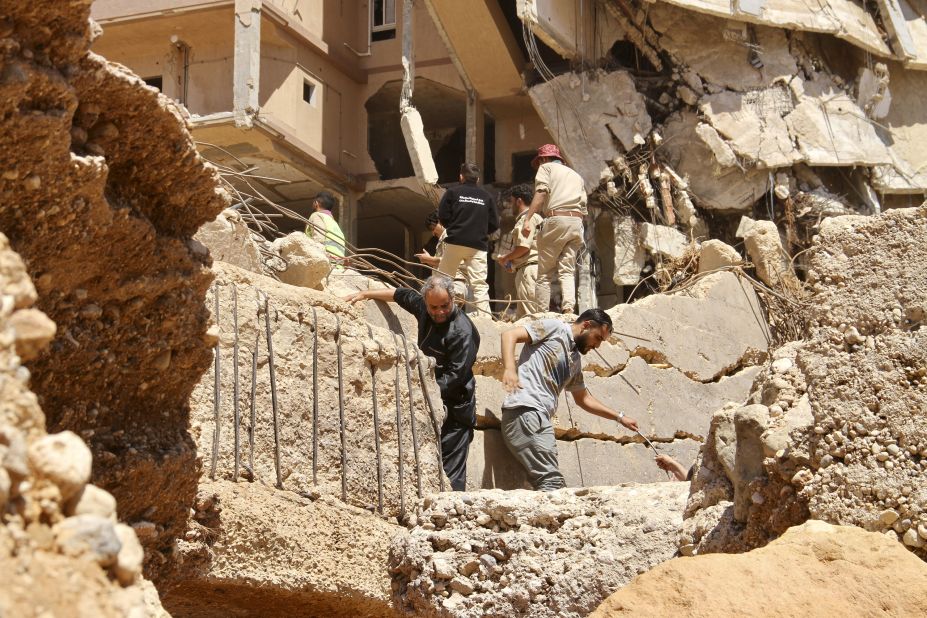 People search for survivors in Derna on September 13.