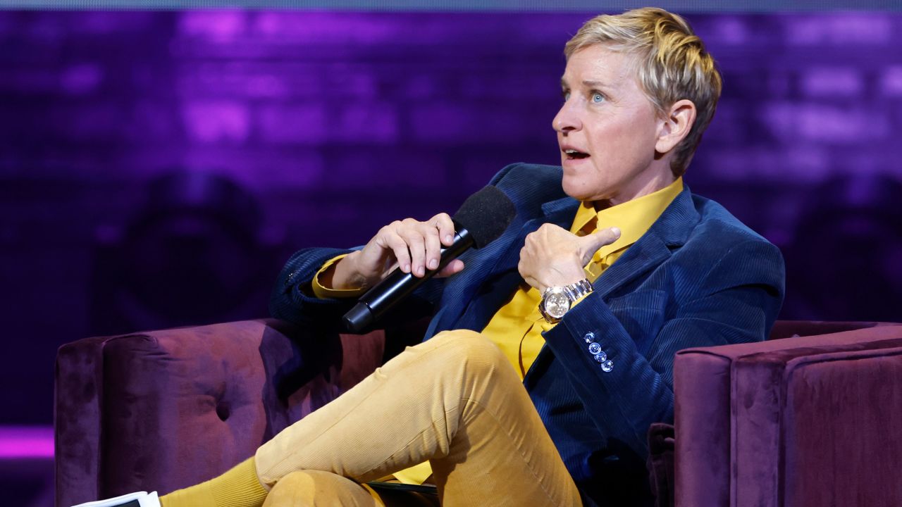 Ellen DeGeneres speaks onstage during the Michelle Obama: The Light We Carry Tour at Warner Theatre on November 15, 2022 in Washington, DC. 