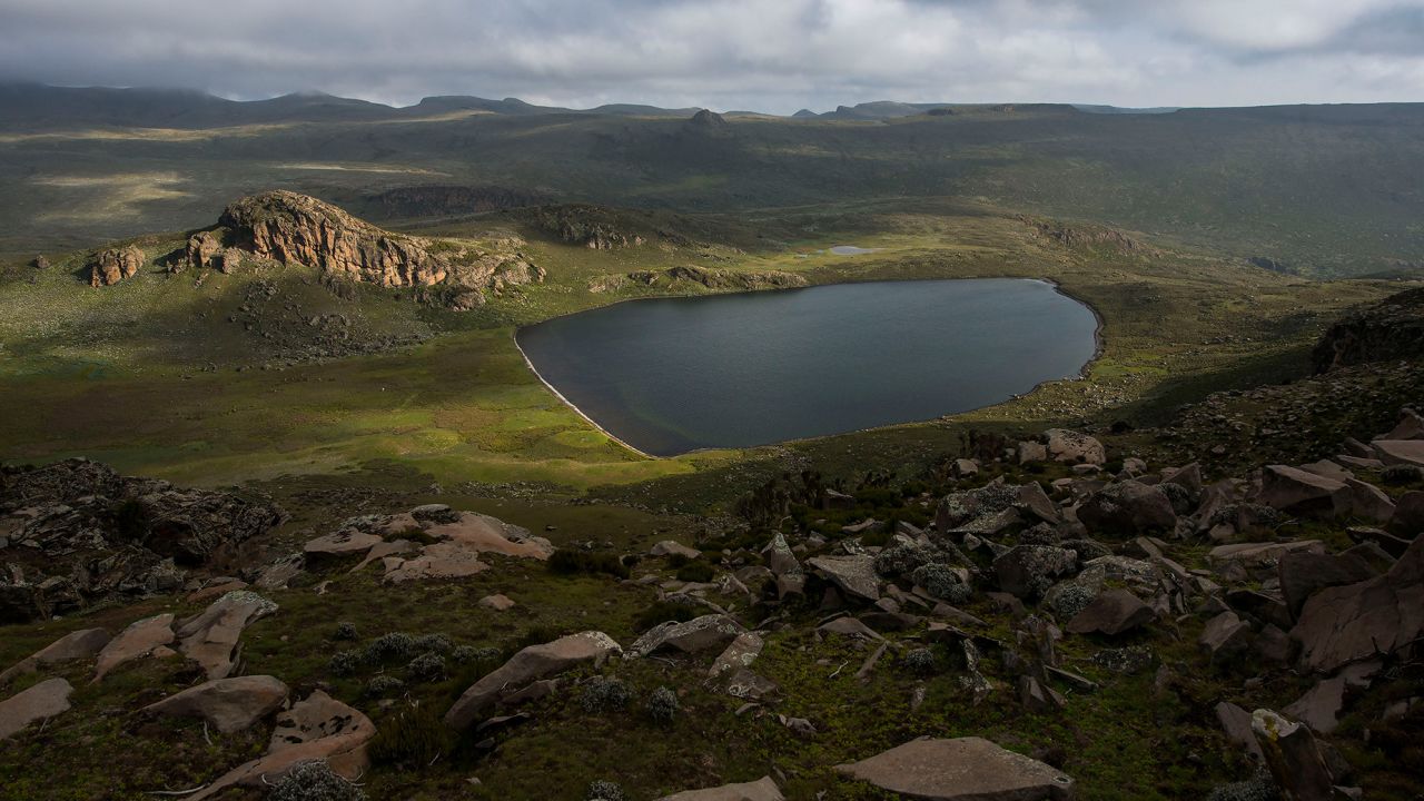The Black Lake on the Sanetti plateau in Bale Mountains NP, Ethiopia.