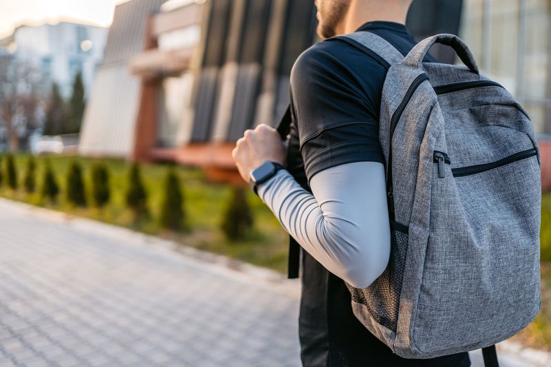 Walking with a shop heavy backpack for exercise