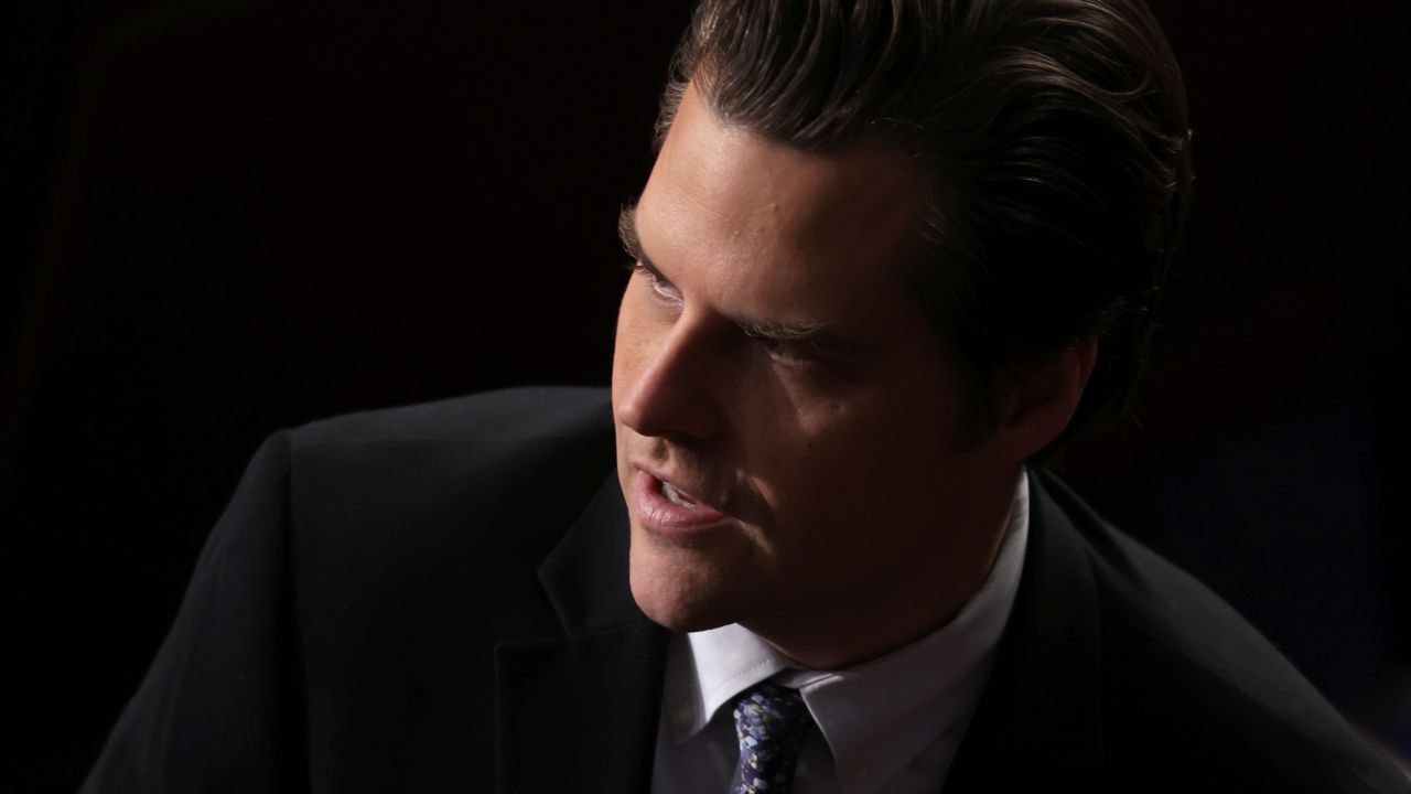 Florida Republican Rep. Matt Gaetz talks with fellow Representatives during a joint meeting of Congress at the U.S. Capitol on June 22, 2023 in Washington, DC.
