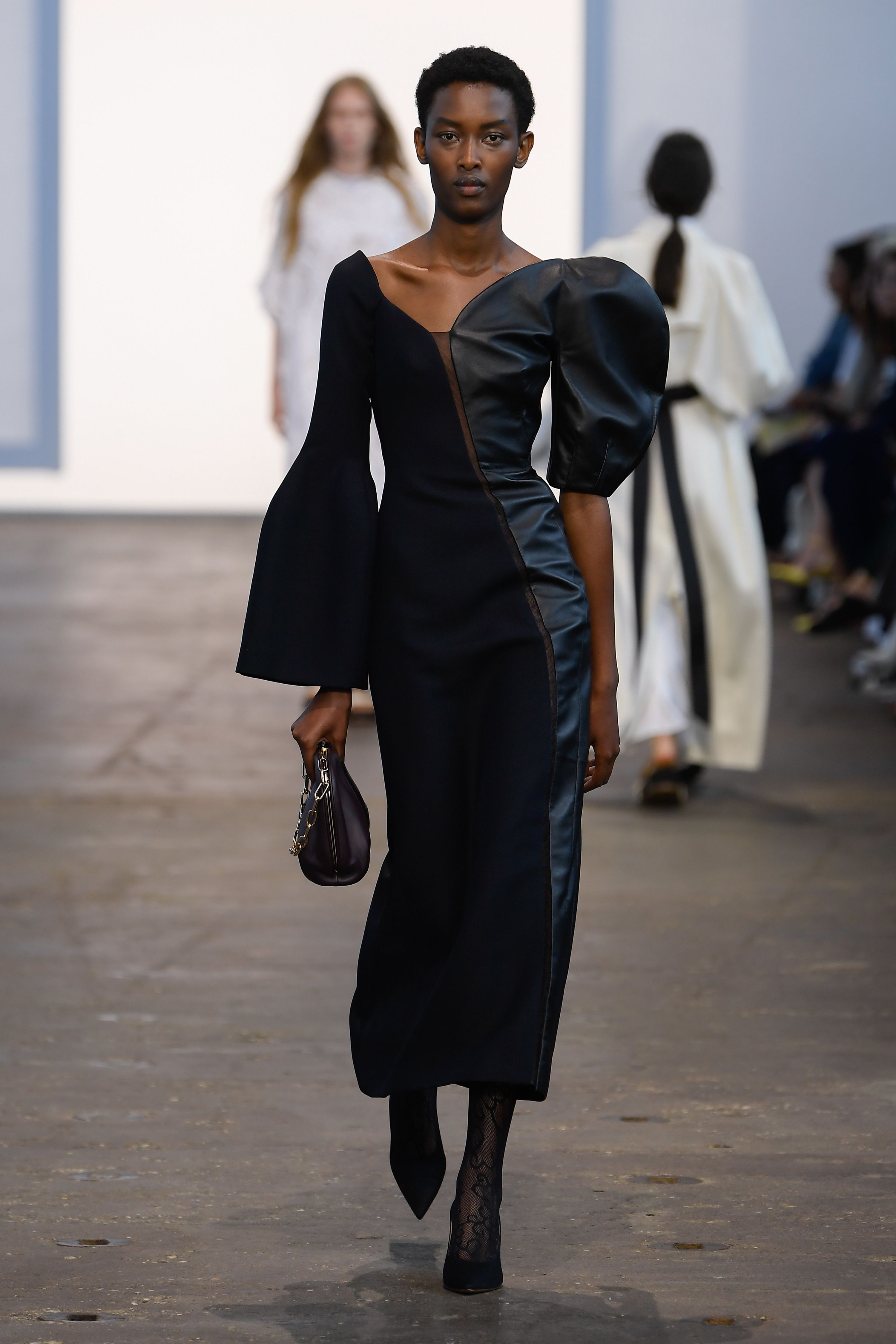 Model on the runway at Gabriela Hearst Spring 2024 Ready To Wear Runway Show at the Agger Fish Building on September 12, 2023 in Brooklyn, New York. (Photo by Giovanni Giannoni/WWD via Getty Images)