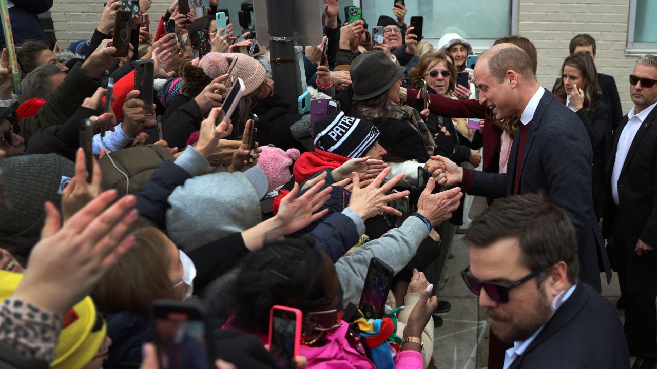 A huge crowd of well-wishers greets the Prince of Wales while in Massachusetts last December.