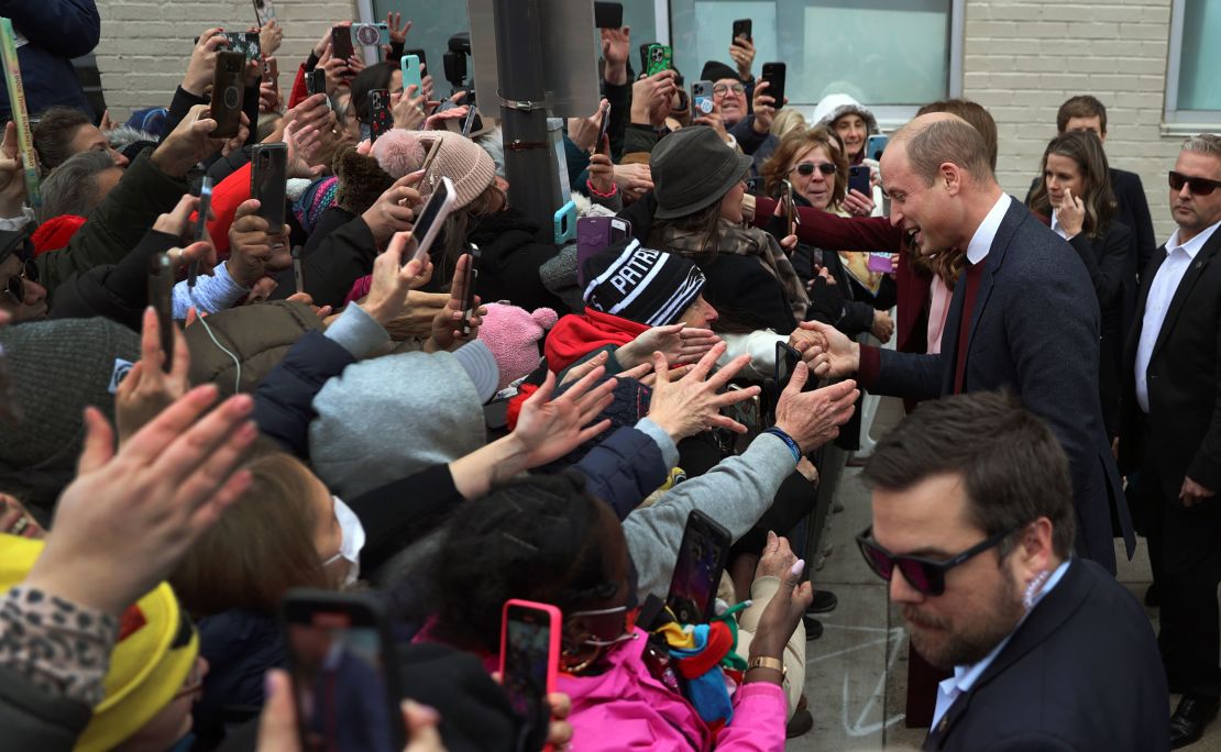 A huge crowd of well-wishers greets the Prince of Wales while in Massachusetts last December. 