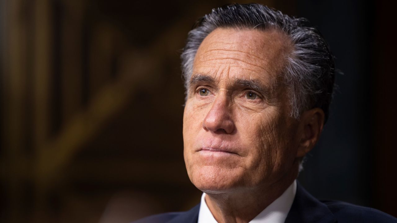 Sen. Mitt Romney (R-Utah) looks on during a Senate Budget Commitee hearing on Capitol Hill Feb. 15, 2023. (Francis Chung/POLITICO via AP Images)