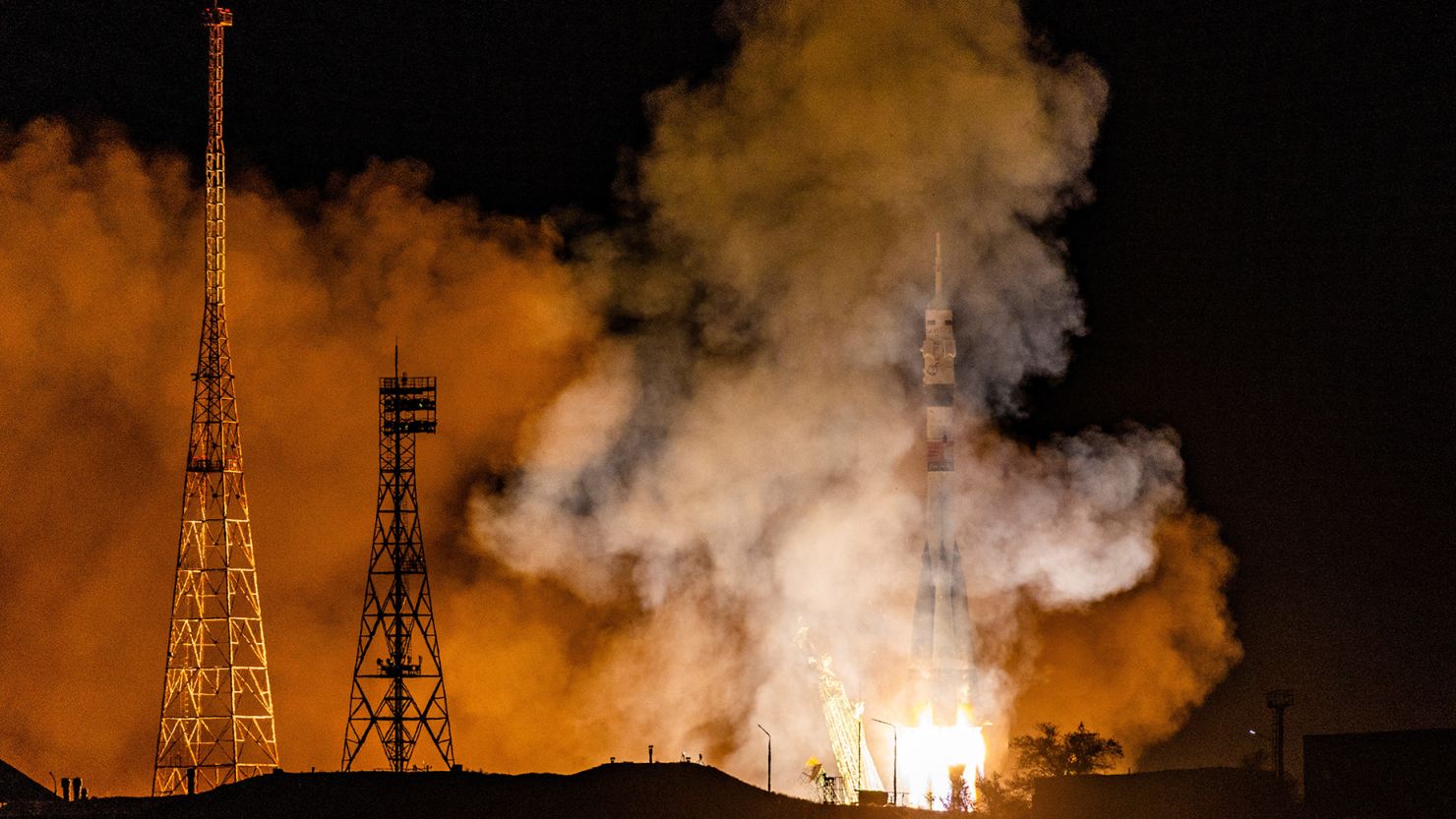 The Soyuz MS-24 spacecraft carrying the crew formed of NASA astronaut Loral O'Hara, Roscosmos cosmonauts Oleg Kononenko and Nikolai Chub blasts off to the International Space Station (ISS) from the launchpad at the Baikonur Cosmodrome, Kazakhstan September 15, 2023. REUTERS/Maxim Shemetov