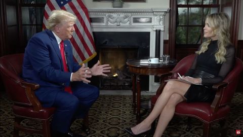 In this screenshot from video, former President Donald Trump speaks with Megyn Kelly during an interview.