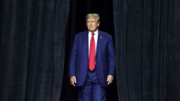 Republican presidential candidate former President Donald Trump arrives at the Monument Leaders Rally hosted by the South Dakota Republican Party on September 08, 2023 in Rapid City, South Dakota.