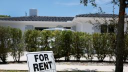A "for rent" sign in front of a home on July 12, 2023 in Miami, Florida. The U.S. consumer price index report showed that inflation fell to its lowest annual rate in more than two years during June.