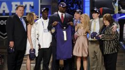 NEW YORK - APRIL 25:  Baltimore Ravens #23 draft pick Michael Oher poses for a photograph with his family at Radio City Music Hall for the 2009 NFL Draft on April 25, 2009 in New York City  (Photo by Jeff Zelevansky/Getty Images)