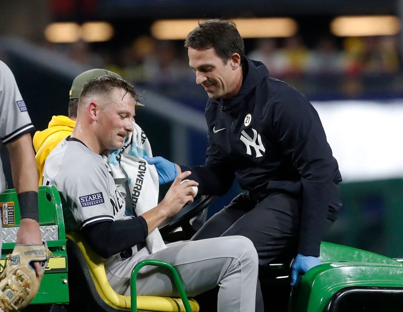 A Yankees Pitcher Was Carted Off The Field And Appeared Bloody After ...