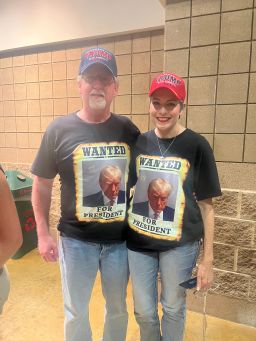 Trump supporter Amanda Hamak-Leon and her boyfriend are seen at his Rapid City, South Dakota, rally on September 8, 2023.