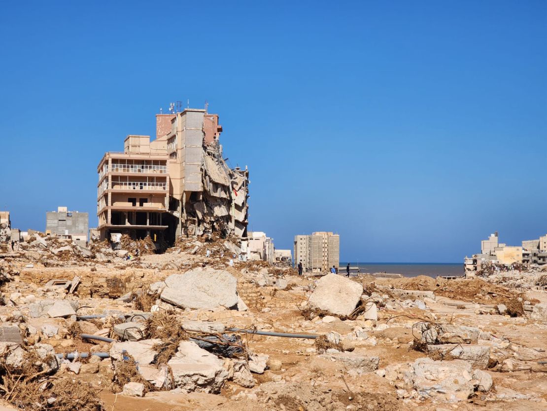 Destruction of entire neighborhoods in Derna.
