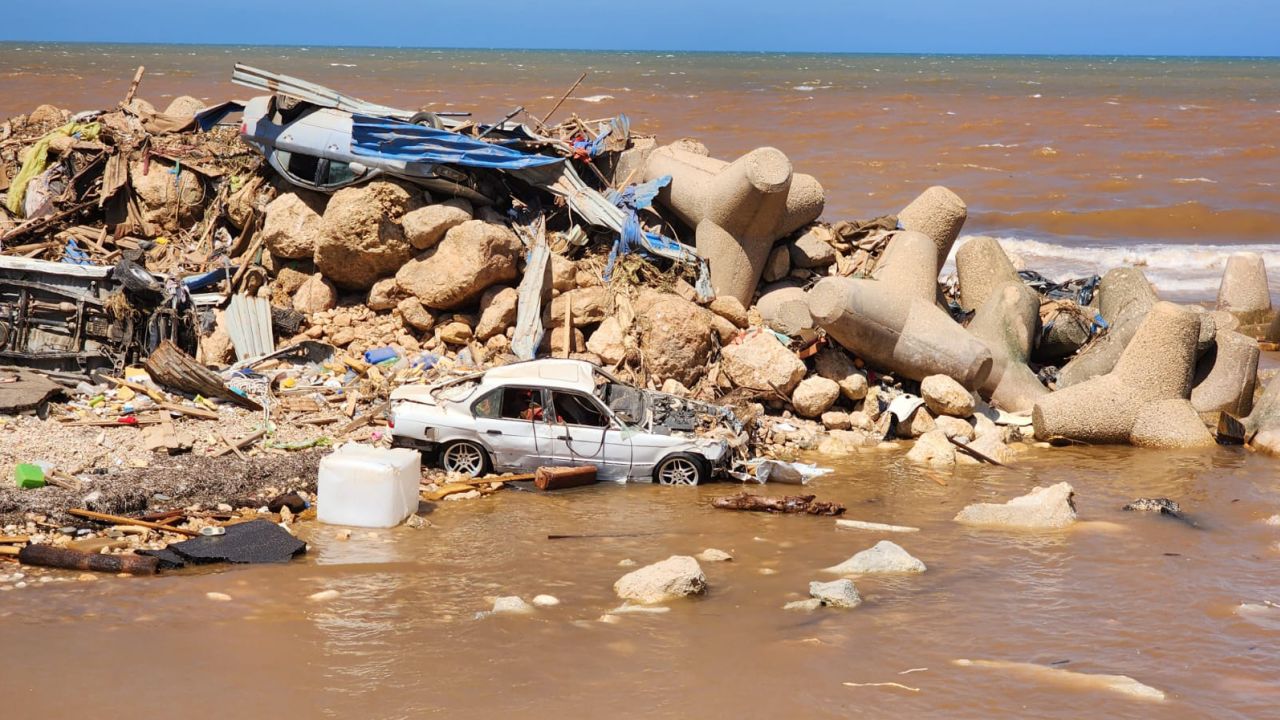 The city of Derna was split into two after floodwaters swept through entire neighborhoods.