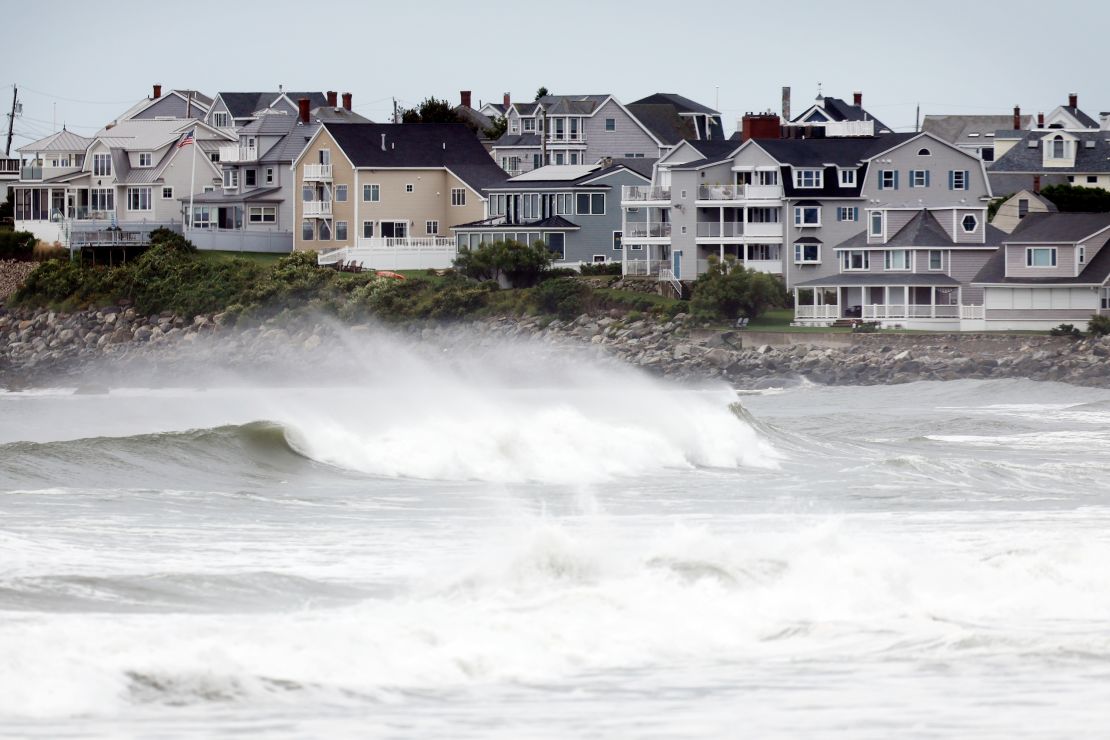 Waves come ashore, on Saturday, September 15, 2023, in Hampton Beach, New Hampshire.