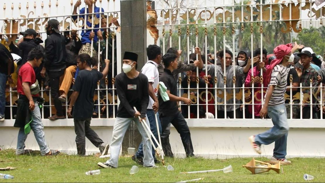 Government office buildings were damaged during the protests on September 11. 