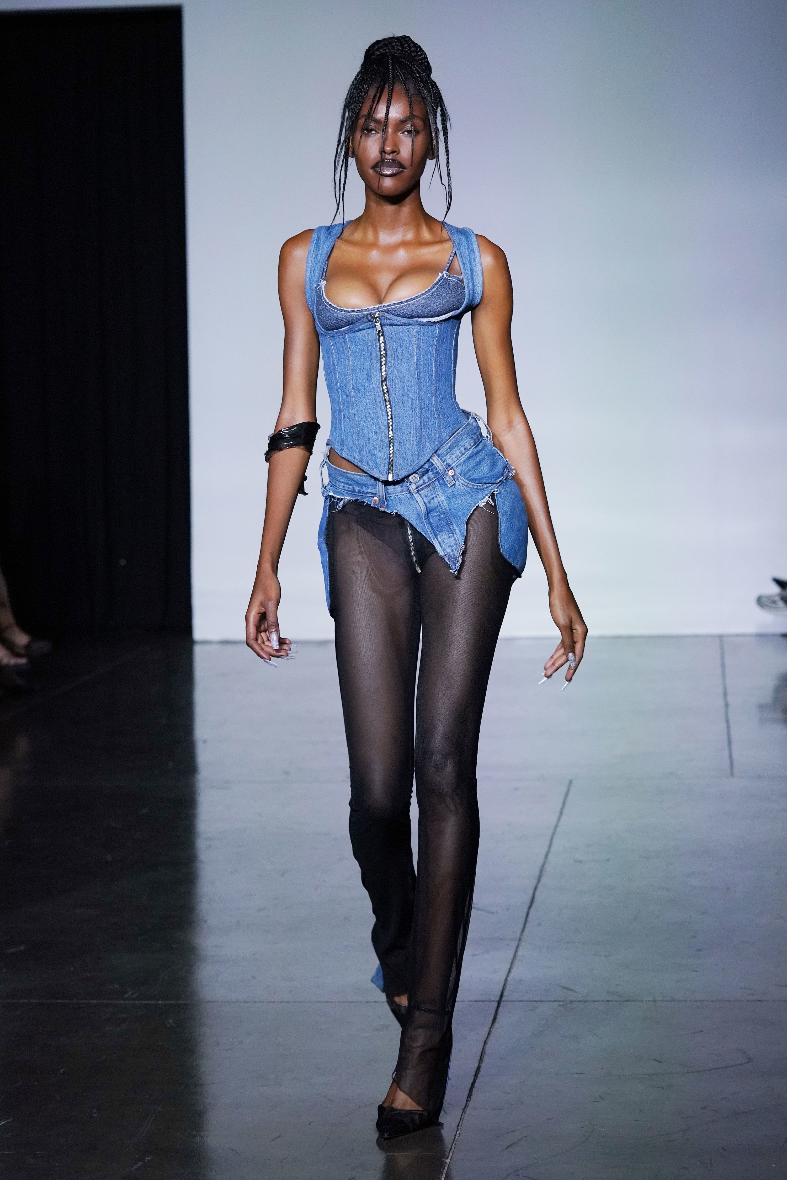 Model on the runway at the Sami Miro Vintage Spring 2024 Collection Runway Show at Studio 525 on September 9, 2023 in New York, New York. (Photo by George Chinsee/WWD via Getty Images)