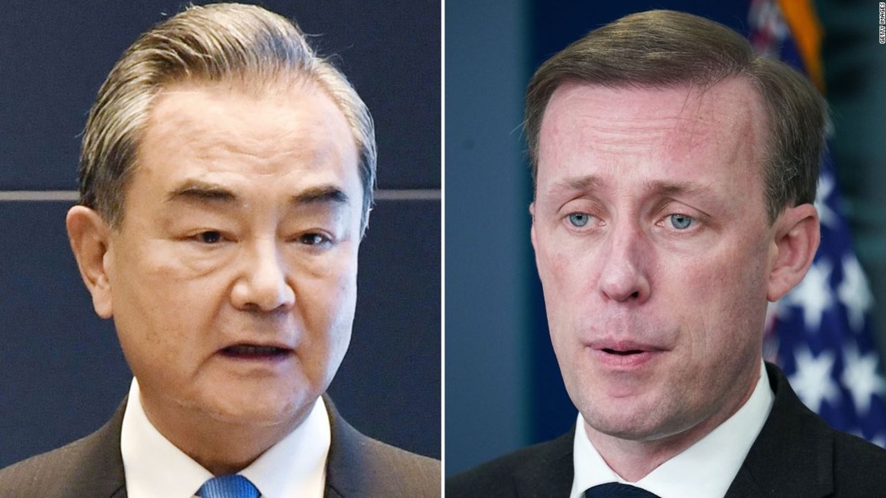 Chinese Foreign Minister Wang Yi (left) and US National Security Advisor Jake Sullivan 