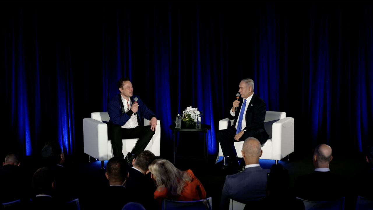 Benjamin Netanyahu in a one-on-one conversation with Elon Musk live streamed on X on September 18. 