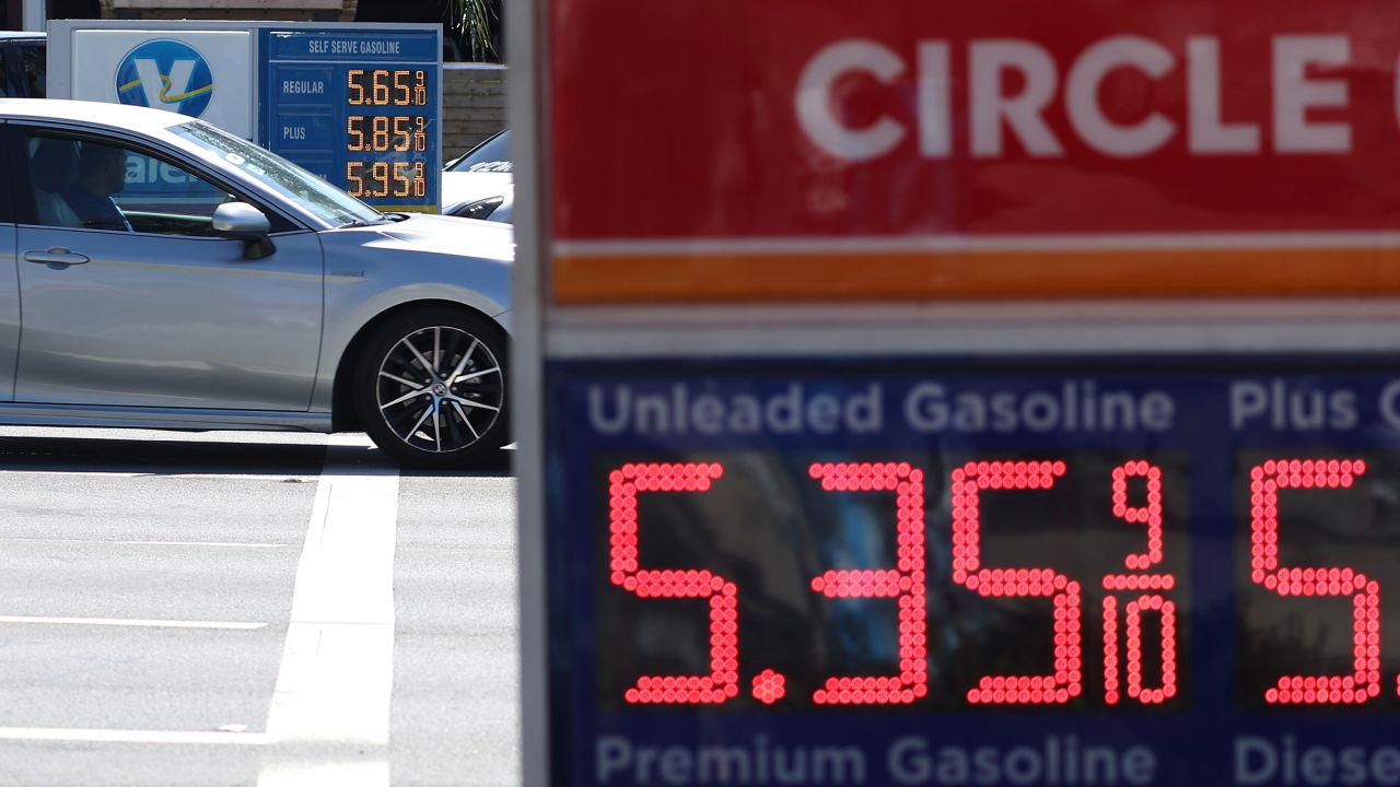 Gas prices over $5.00 a gallon are displayed at a gas station on September 13, 2023 in San Rafael, California. According to a report by the Labor Department, surging gas prices in August contributed to a rise in inflation as consumer spending rose to 3.7 from 3.2 percent in July. 