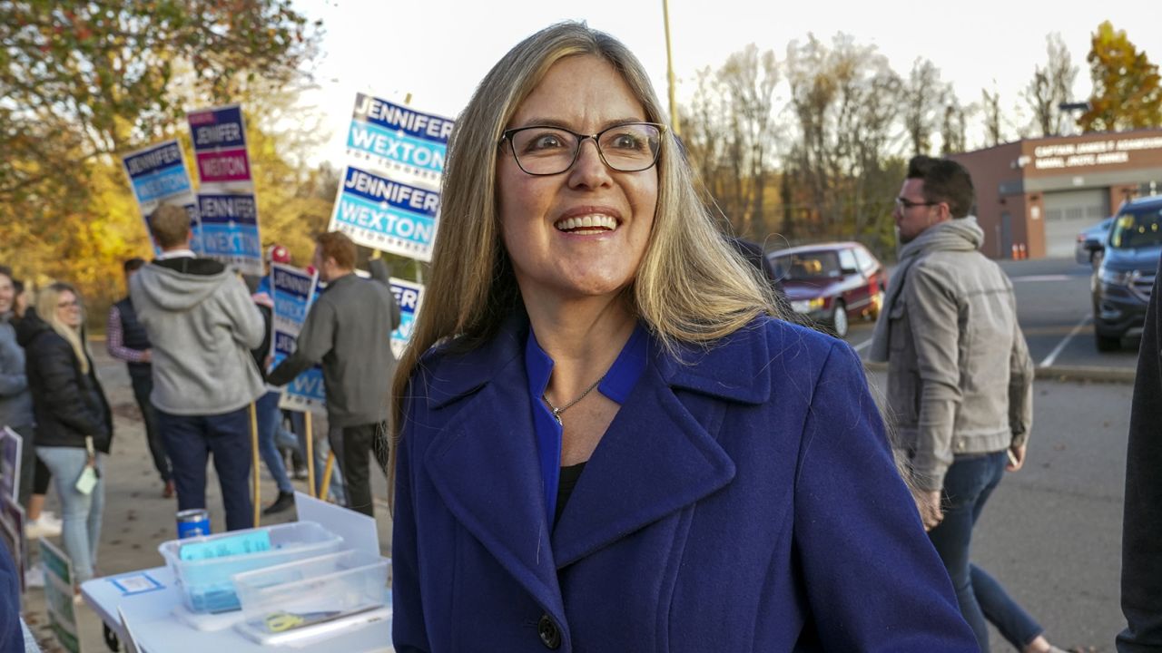 Democratic Rep. Jennifer Wexton of Virginia prepares to cast her ballot at Loudoun County High School on November 8, 2022, in Leesburg, Virginia.