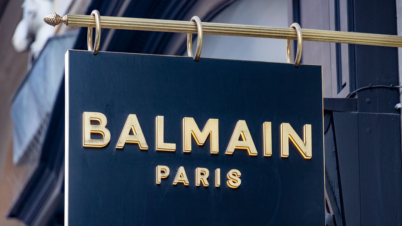 Balmain's flagship boutique on Rue Saint Honore in Paris, France.