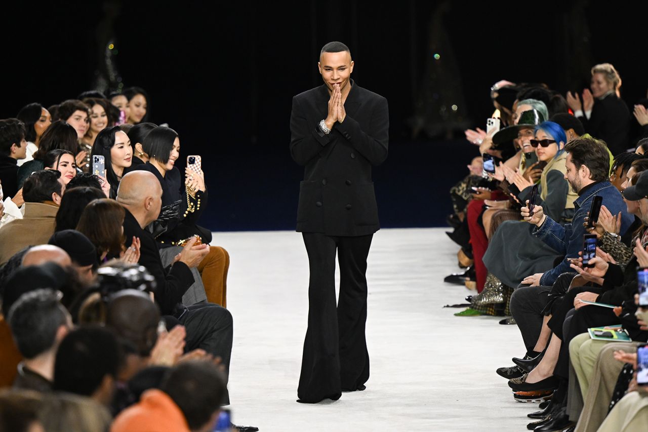 Fashion designer Olivier Rousteing walks the runway during the Balmain Womenswear Fall Winter 2023-2024 show as part of Paris Fashion Week on March 01, 2023 in Paris, France.
