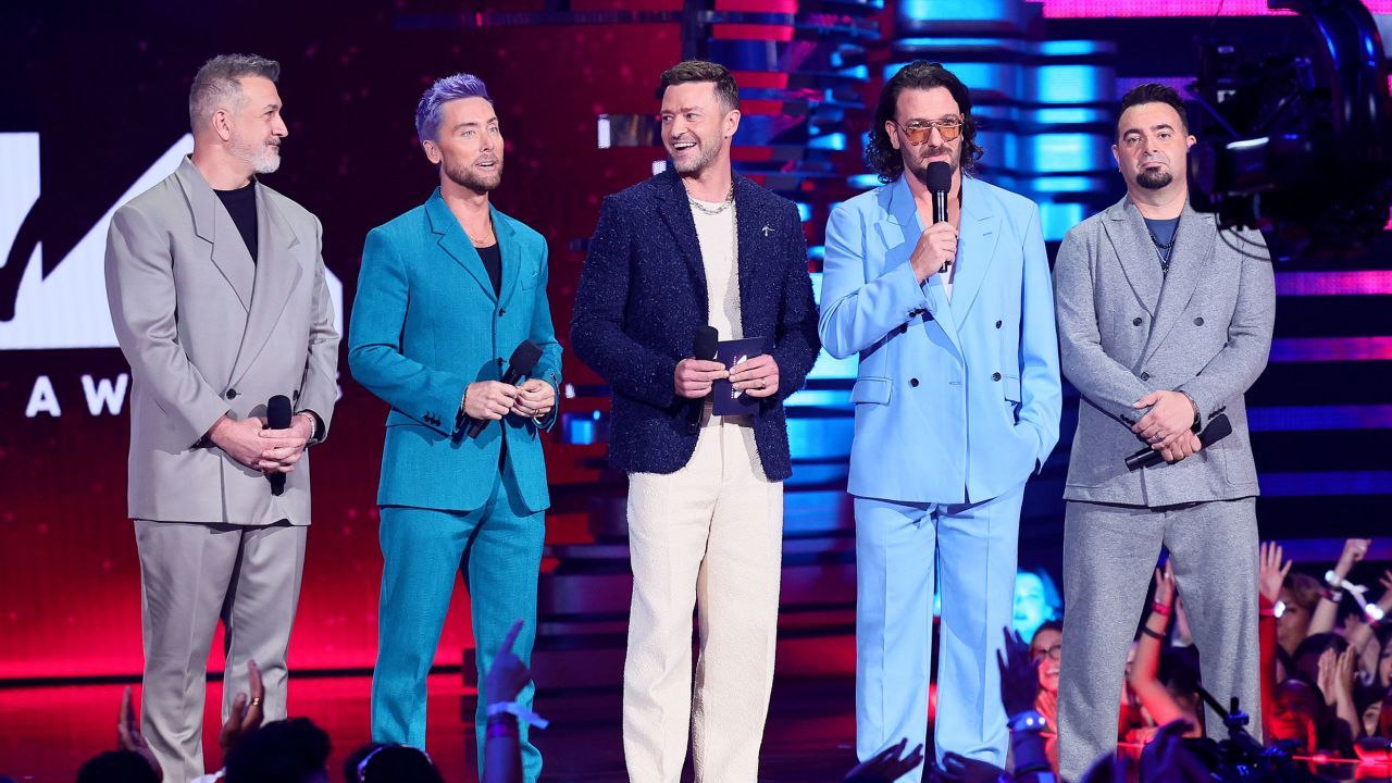 Joey Fatone, Lance Bass, Justin Timberlake, JC Chasez, and Chris Kirkpatrick of *NSYNC on Sept. 12.