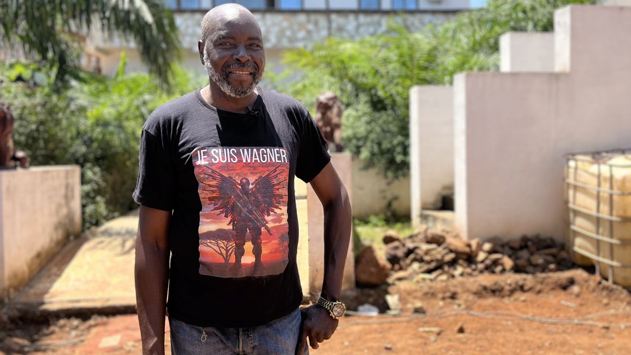 Fidèle Gouandjika, a senior adviser to President Touadera, outside his mansion in Bangui.