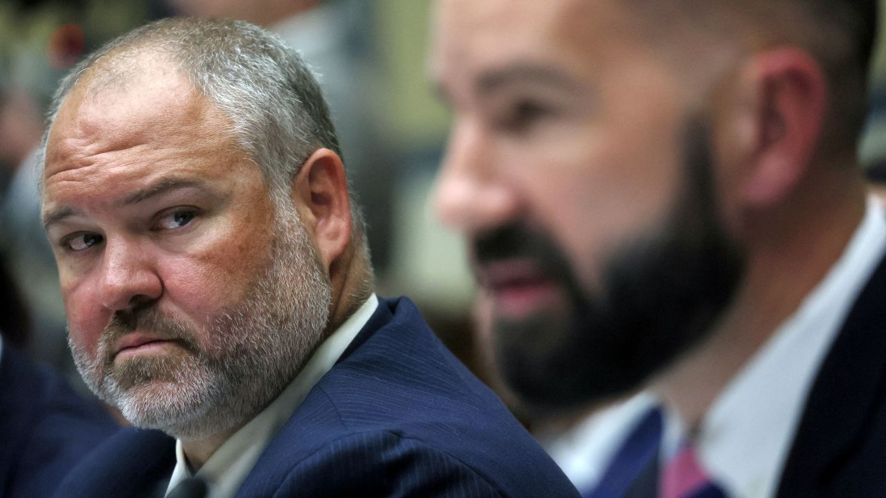 IRS whistleblowers Gary Shapley, left, and Joseph Ziegler testify in July to the House Oversight Committee about alleged meddling in the Justice Department's investigation of Hunter Biden