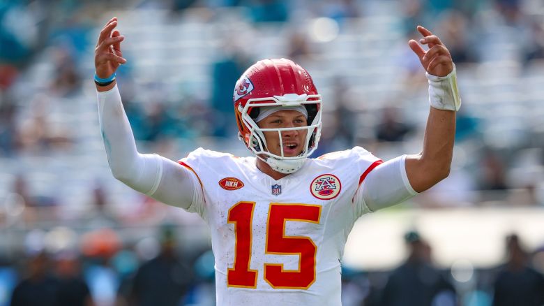 Kansas City Chiefs quarterback Patrick Mahomes during the last moments of an NFL football game against the Jacksonville Jaguars on Sunday, Sept. 17.
