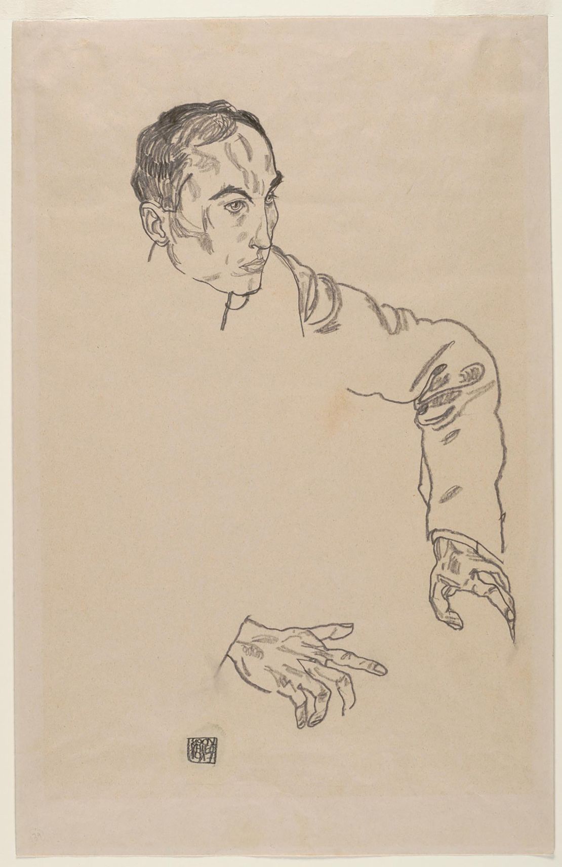 Egon Schiele's "Portrait of a Man," one of three artworks by the Austrian painter seized by US investigators amid claims that the Nazis stole them from a Jewish collector during World War II.