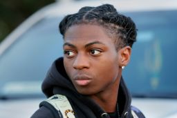 Darryl George, a 17-year-old junior, walks to Barbers Hill High School on Monday, Sept. 18, 2023, in Mont Belvieu, Texas. 