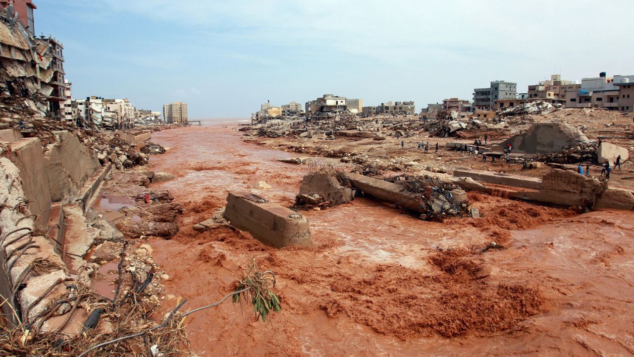 Heavy rainfall caused catastrophic flooding in Derna, northeastern Libya, on September 11, 2023. 