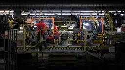 A worker installs vehicle parts on an assembly line at the Nissan Motor Co. manufacturing facility in Smyrna, Tennessee, U.S., on Tuesday, May 18, 2021. Markit is scheduled to release manufacturing figures on May 21. 