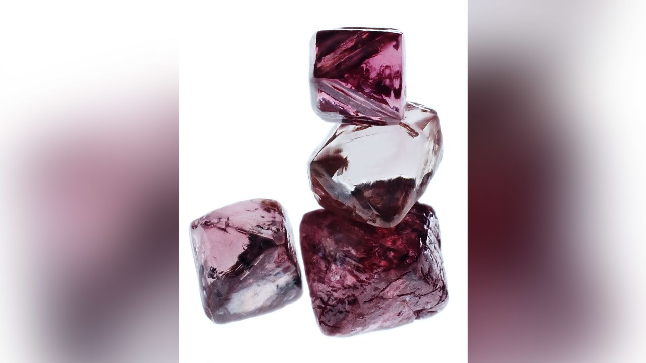 Selected octahedral pink diamonds found in the Argyle diamond mine.