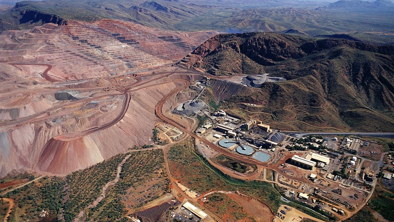 Overview photograph of the Argyle diamond mine in the Kimberley region of Western Australia.