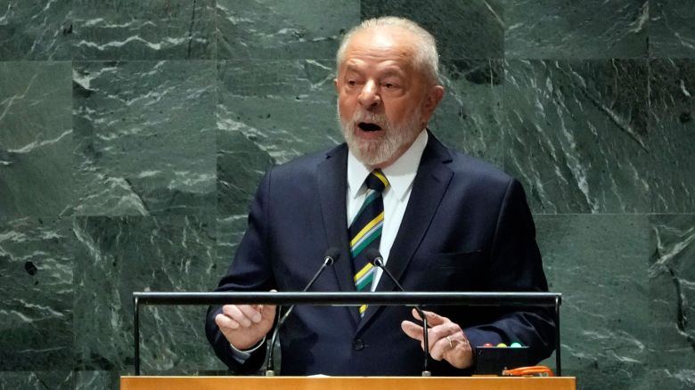 Brazil's President Luiz Inacio Lula da Silva addresses the 78th session of the United Nations General Assembly, Tuesday, Sept. 19, 2023. (AP Photo/Richard Drew)