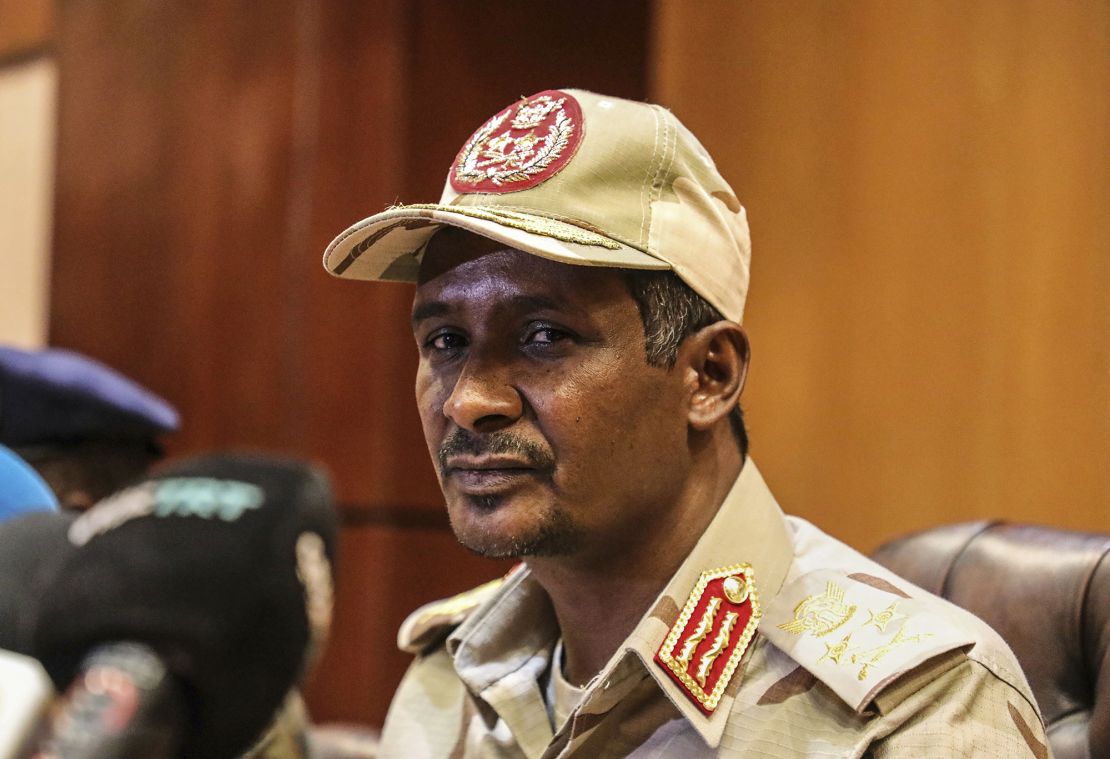 Rapid Support Forces leader Gen. Mohamed Hamdan Dagalo (Hemedti) speaks at a press conference in Khartoum, Sudan, in April 2019.