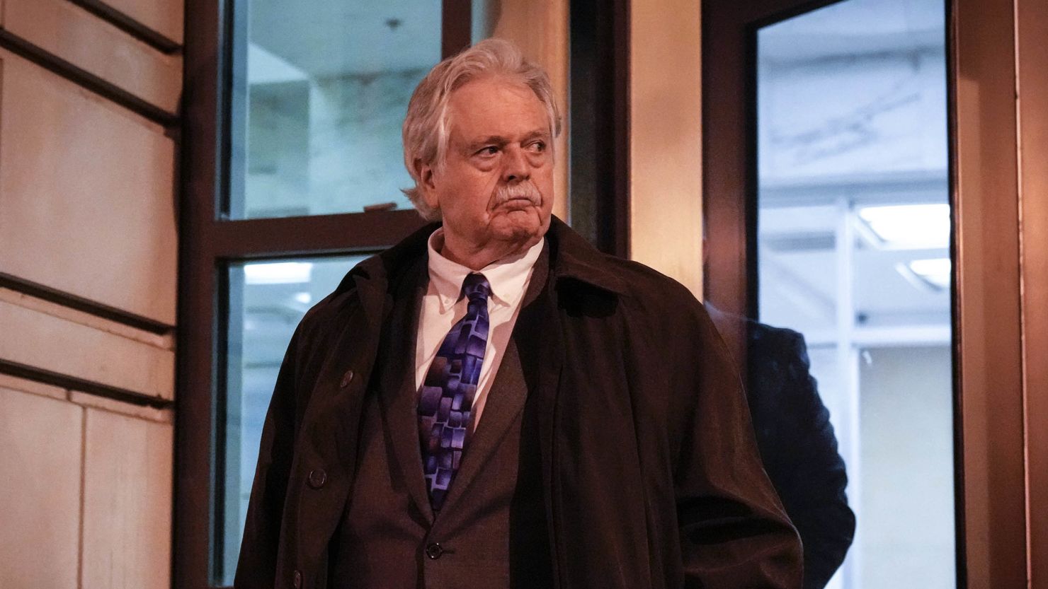 Thomas Caldwell, a defendant charged with seditious conspiracy in his connection to the January 6 insurrection at the U.S. Capitol, leaves a courthouse on November 29, 2022, in Washington.