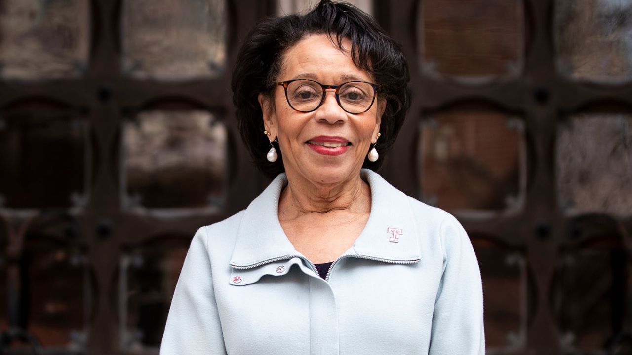 JoAnne Epps, acting president of Temple University, poses for a portrait on the school's campus in Philadelphia, April 11, 2023. 