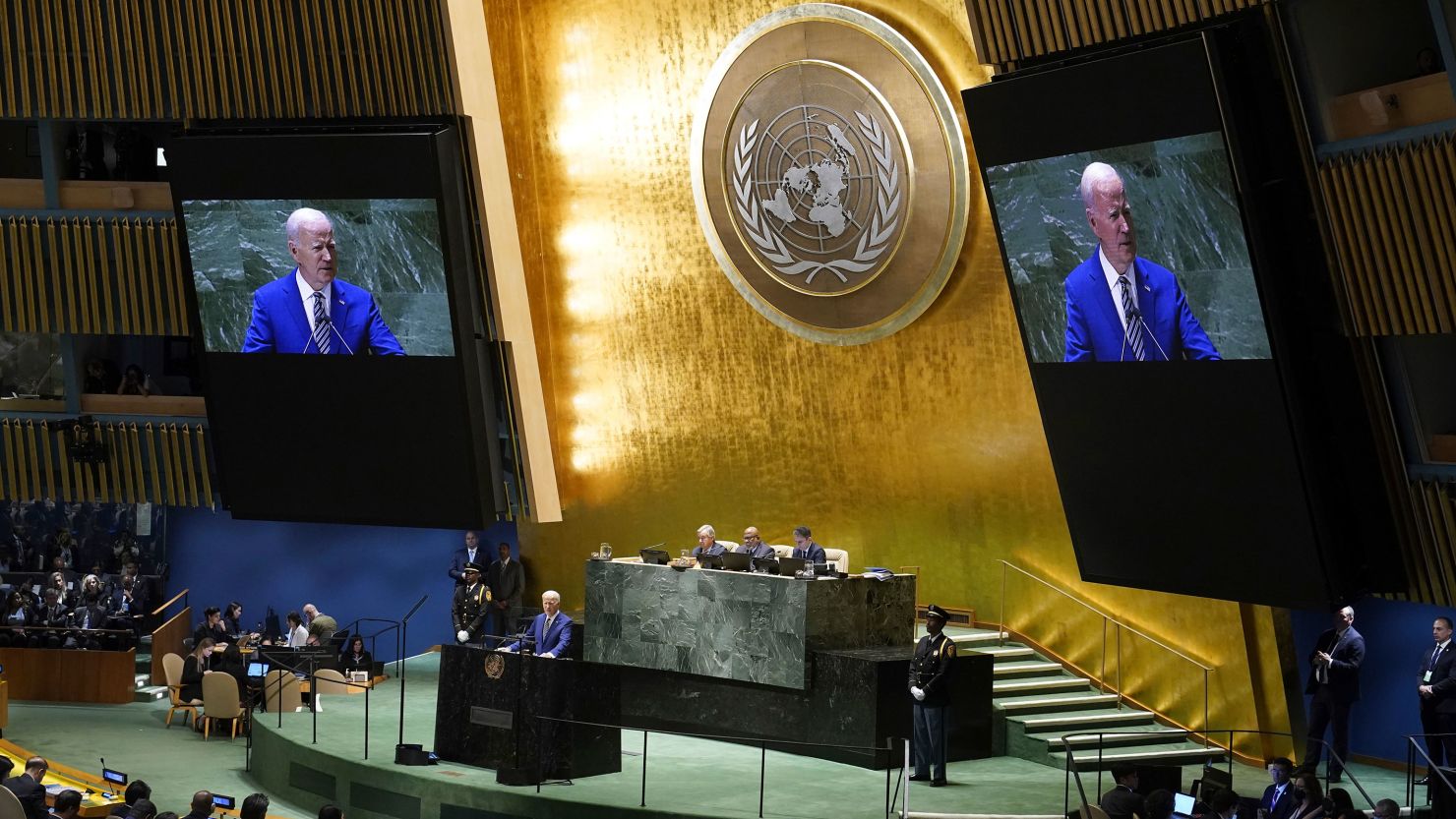 President Joe Biden addresses the 78th United Nations General Assembly in New York on September 19, 2023.