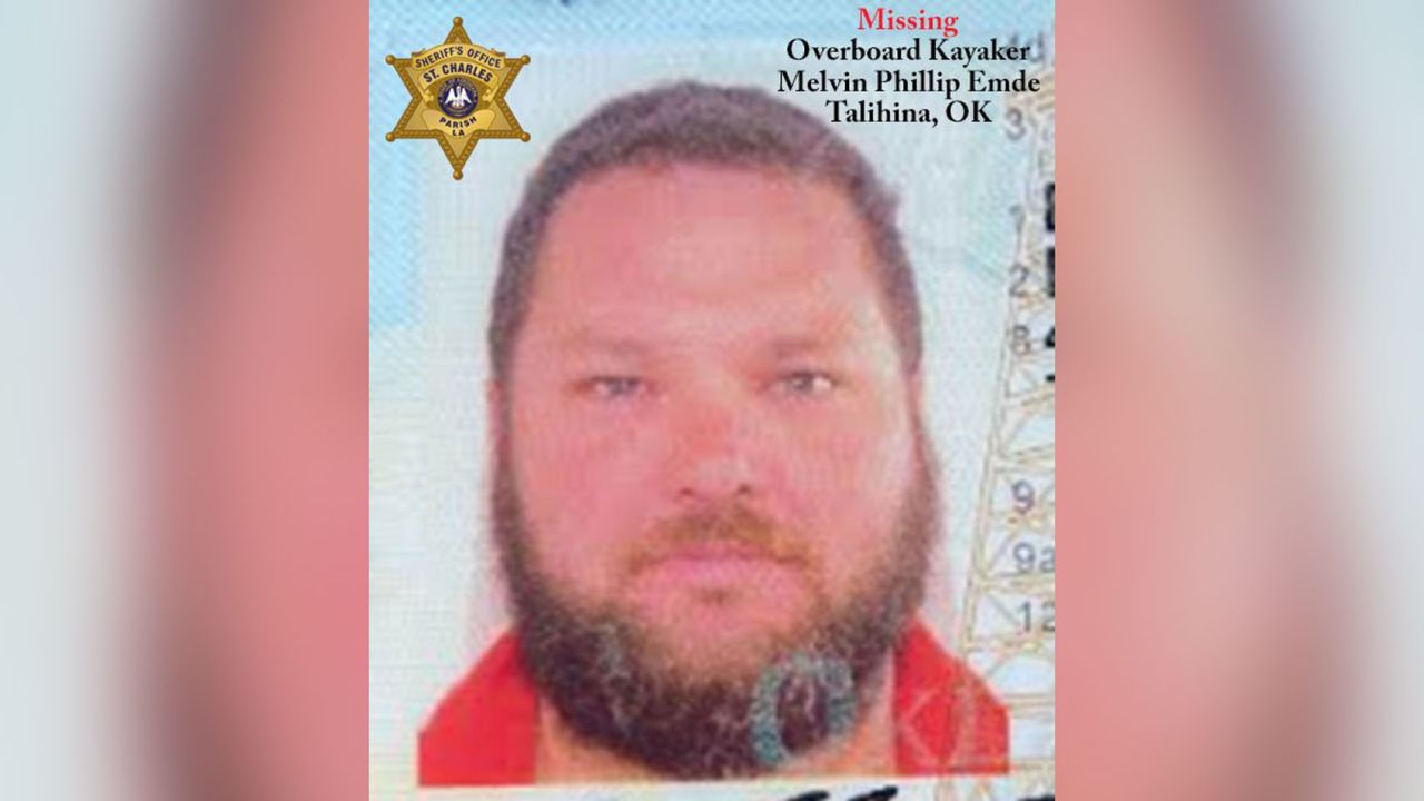 This picture was released by the St. Charles Parish Sheriff's Office on August 7th when it was believed that Emde had gone overboard and drowned during a kayak trip in the Mississippi River near Matis Road in Hahnville, Louisiana. 