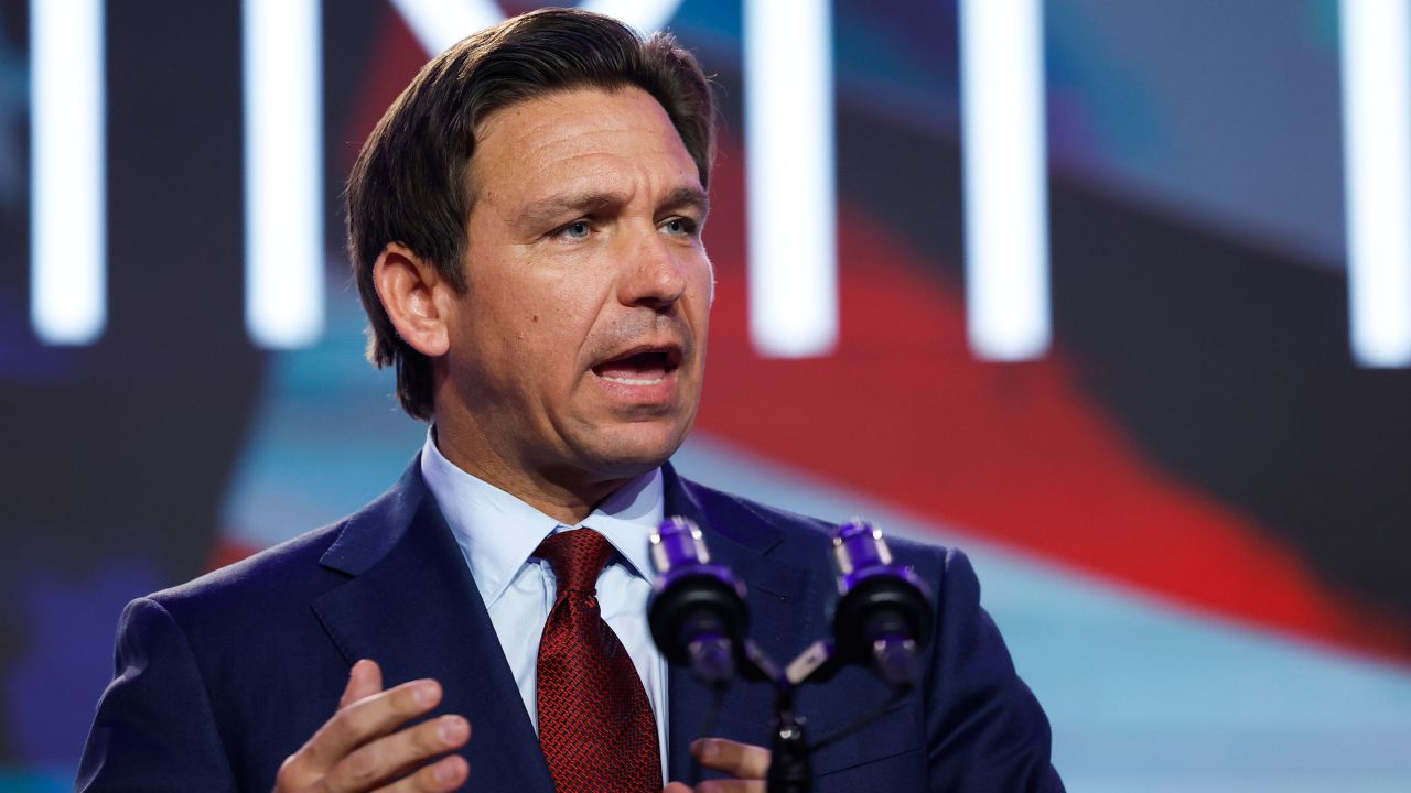 WASHINGTON, DC - SEPTEMBER 15: Republican presidential candidate Florida Governor Ron DeSantis speaks at the Pray Vote Stand Summit at the Omni Shoreham Hotel on September 15, 2023 in Washington, DC. The summit featured remarks from multiple 2024 Republican Presidential candidates making their case to the conservative audience members. (Photo by Anna Moneymaker/Getty Images)